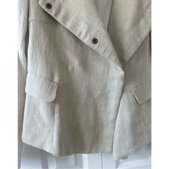 ZARA White & Beige Linen Motorcycle Jacket - Picture 7 of 8